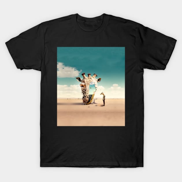 The Giraffe No. 1: A Symbol of Beauty, Grace, and Spiritual Connection on a Dark Background T-Shirt by Puff Sumo